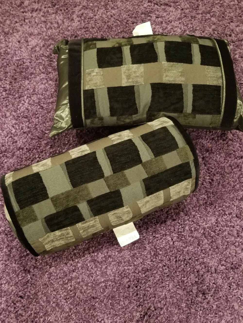 2 Black/Gray And Silver Pillows